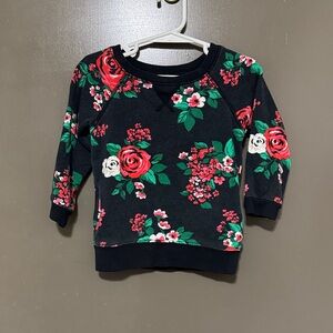 Carter's Black Sweatshirt with Red and Green Floral Design